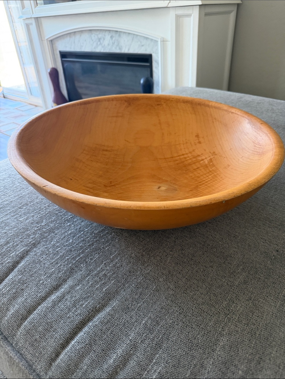 VTG Large Hand-Turned Wooden Dough Bowl - Warm Honey Tone